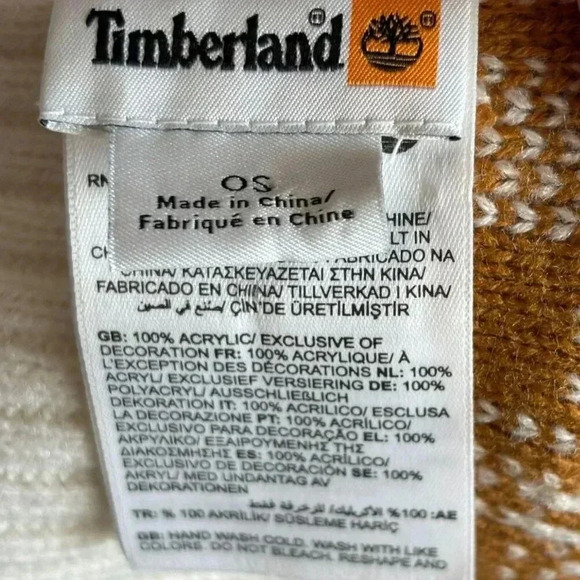 Timberland Unisex Buffalo Plaid Scarf Tan White Size 10"x33" - Picture 4 of 8